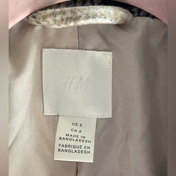 H&M Cream Plaid Women's Blazer Jacket - Picture 2 of 9